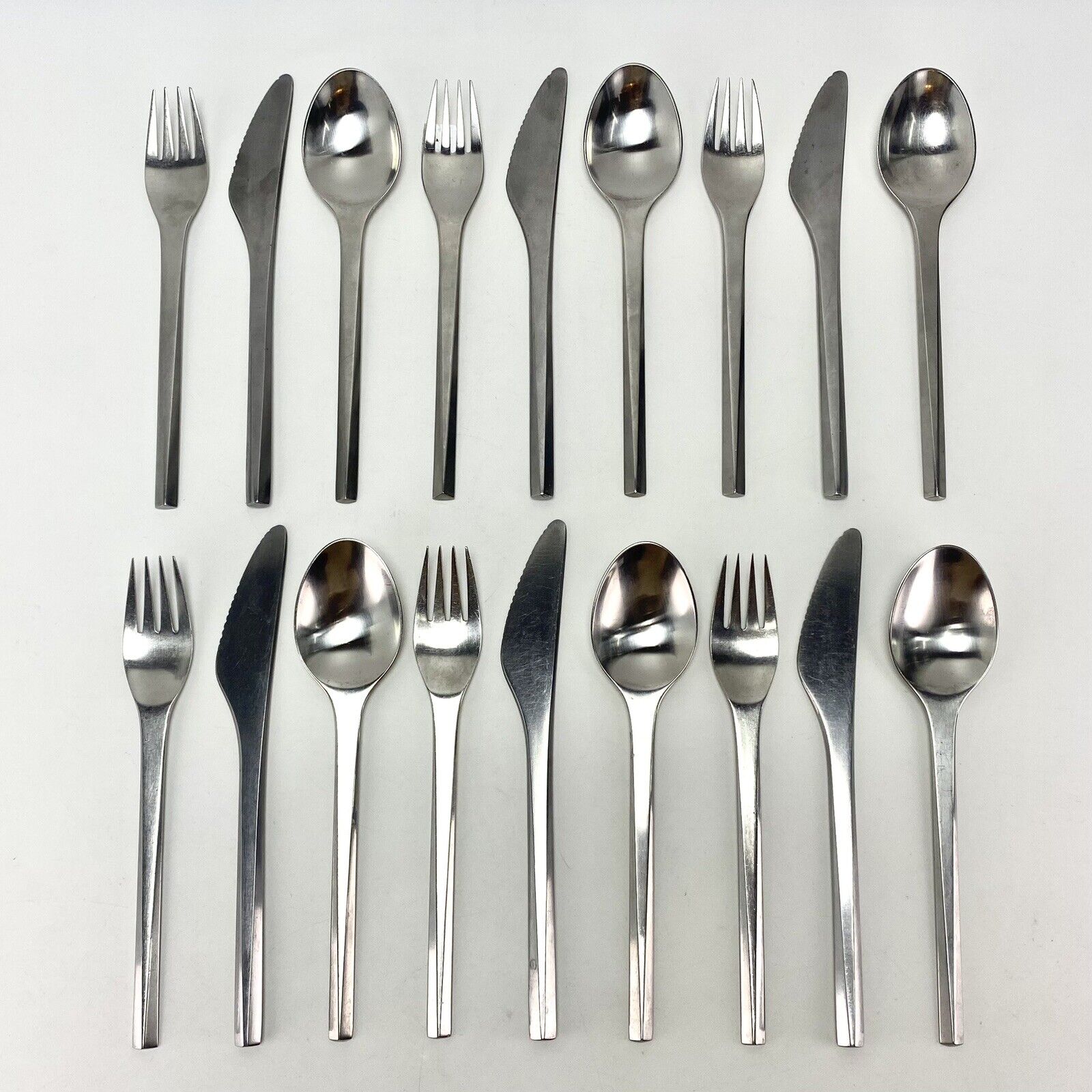 18pc 6set MCM Georg Jensen Prism Stainless Steel Lunch Flatware Holbek Dahlerup