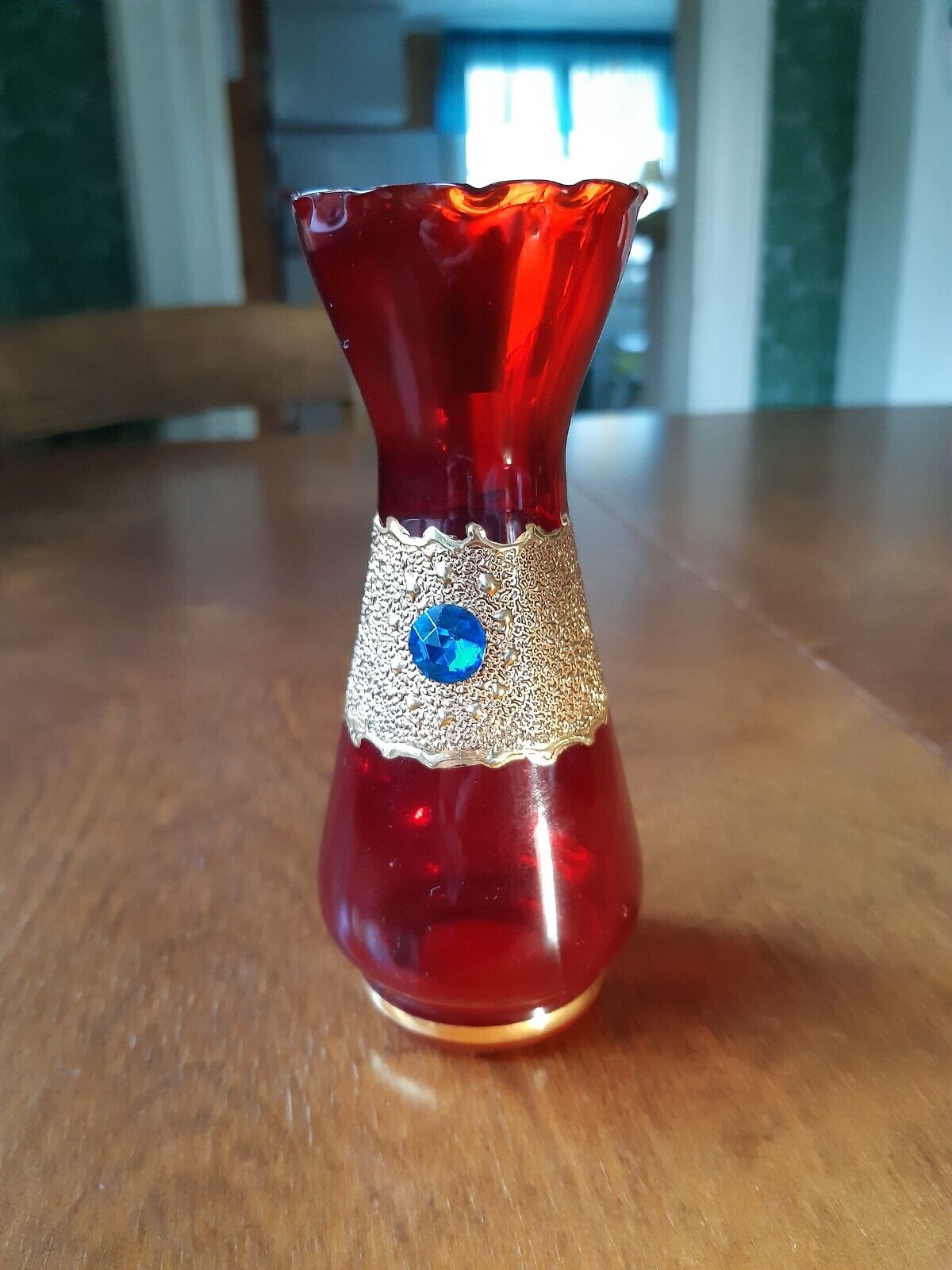 Italian Murano red orchids vase