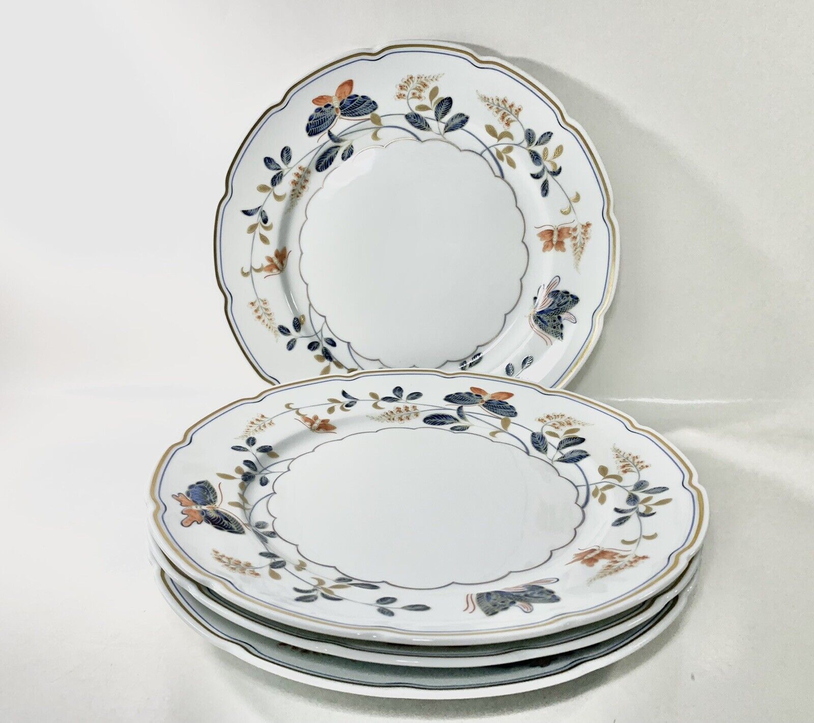 4x Raynaud Limoges Papillons Butterflies Luncheon Plates 26cm