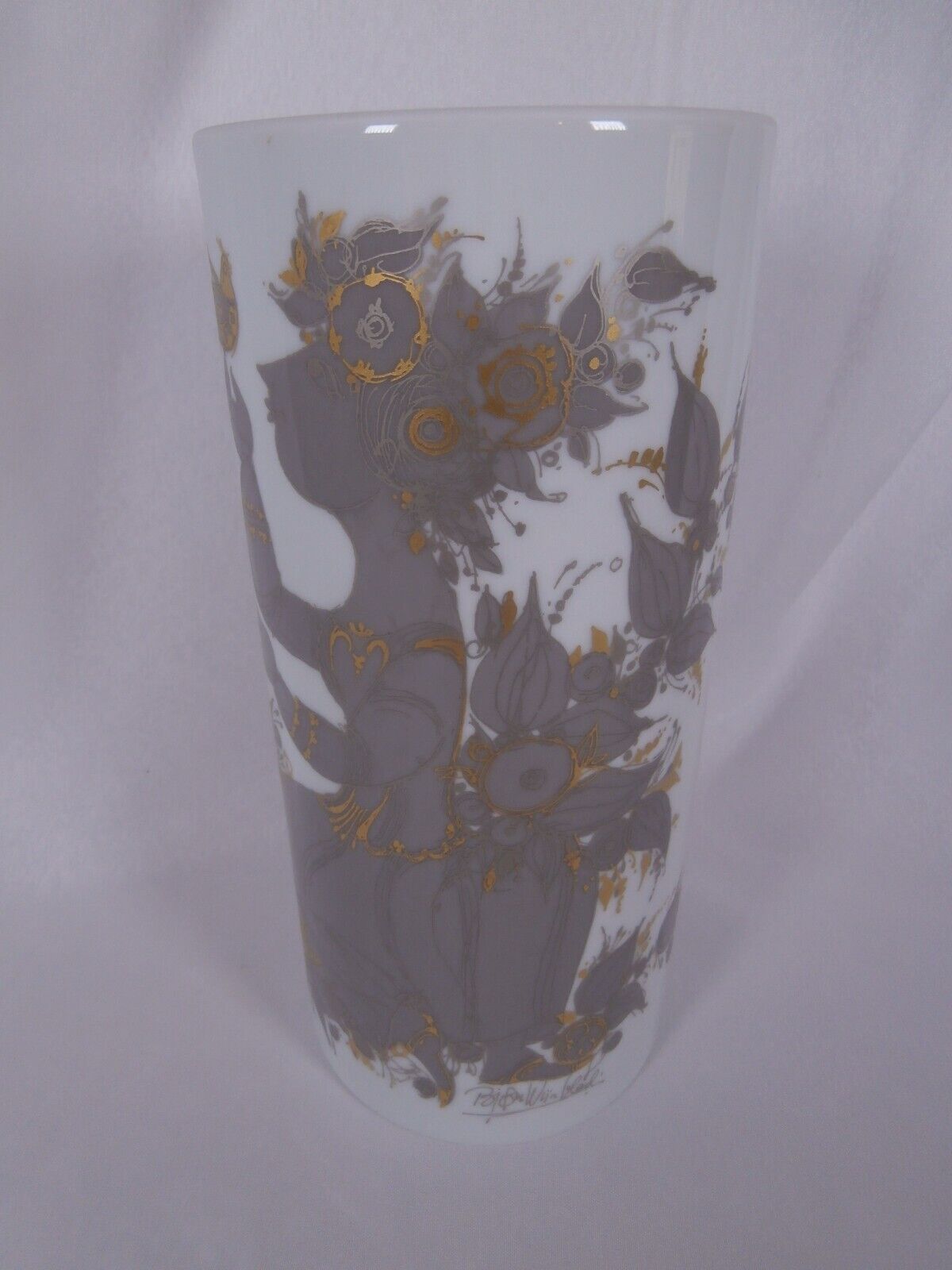 💥 Rosenthal Bjorn Wiinblad Set of 2 Mid Century Samuramat Gold Decor Vases