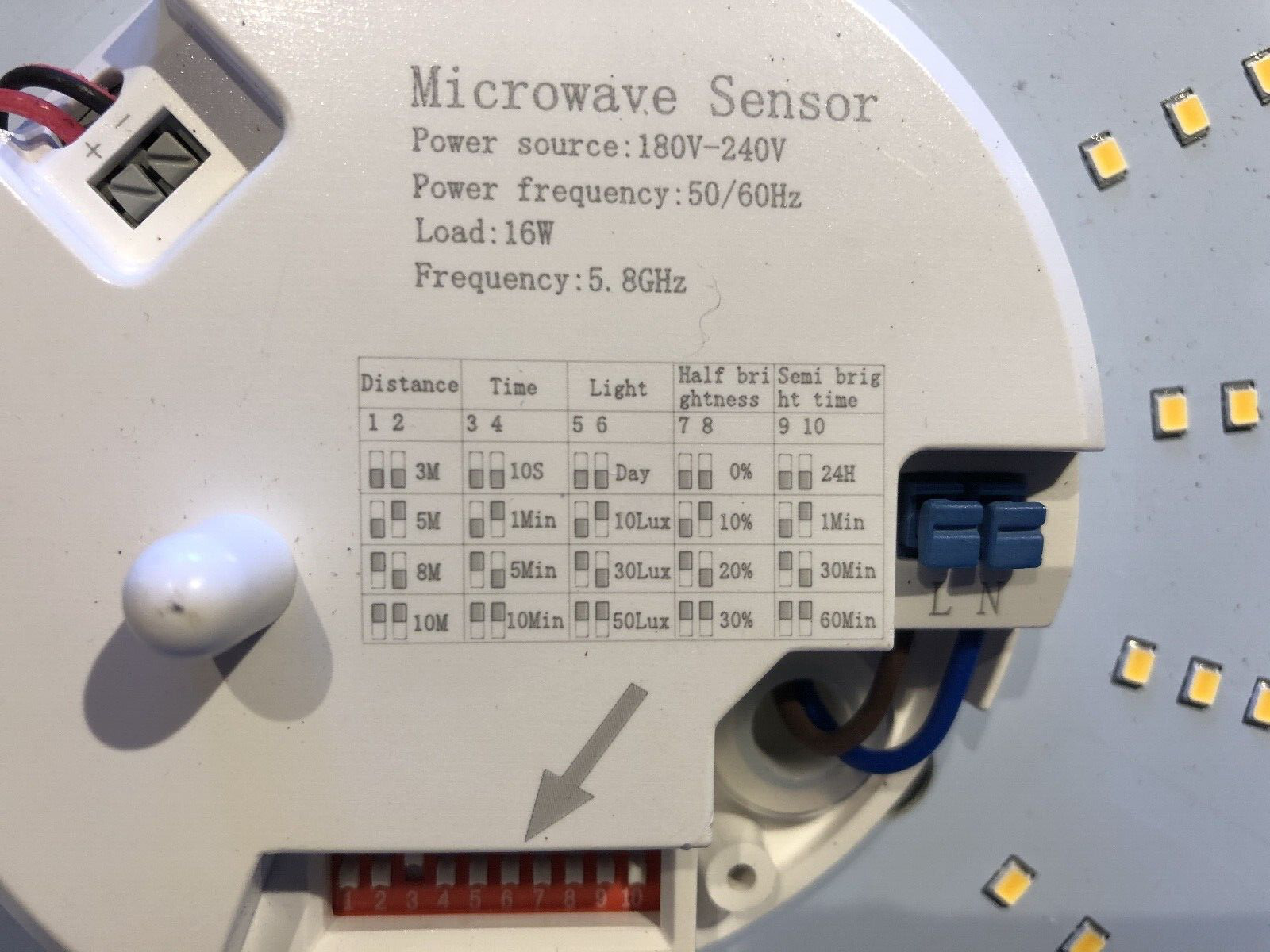 Atlanta 16W LED ceiling lamp transformer 3000lm 33cm microwave sensor round