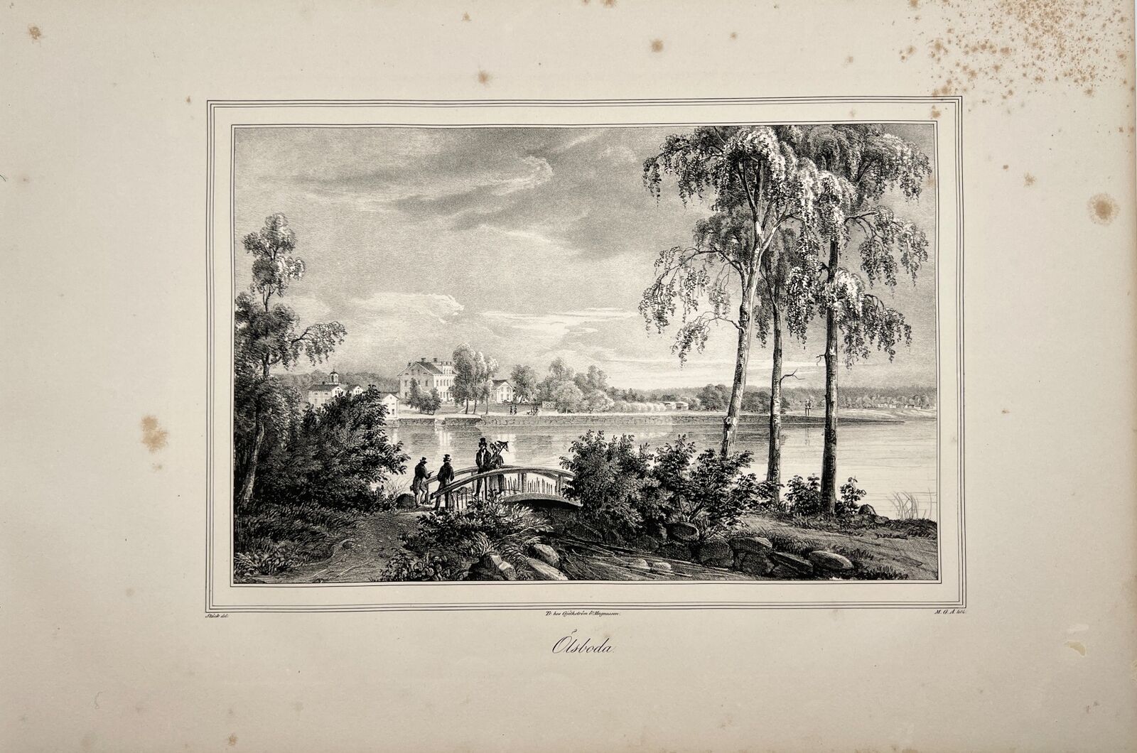 Original Antique Engraving - Ulrik Thersner - View of Olsboda in Sweden - E3