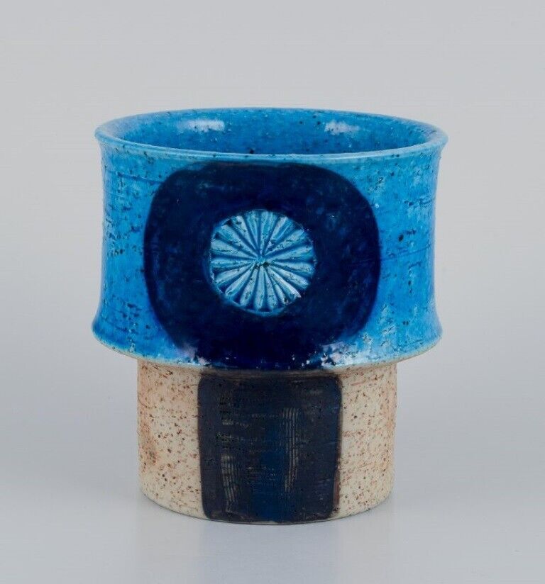 Inger Persson for Rörstrand Atelje Ceramic vase with blue-toned glaze