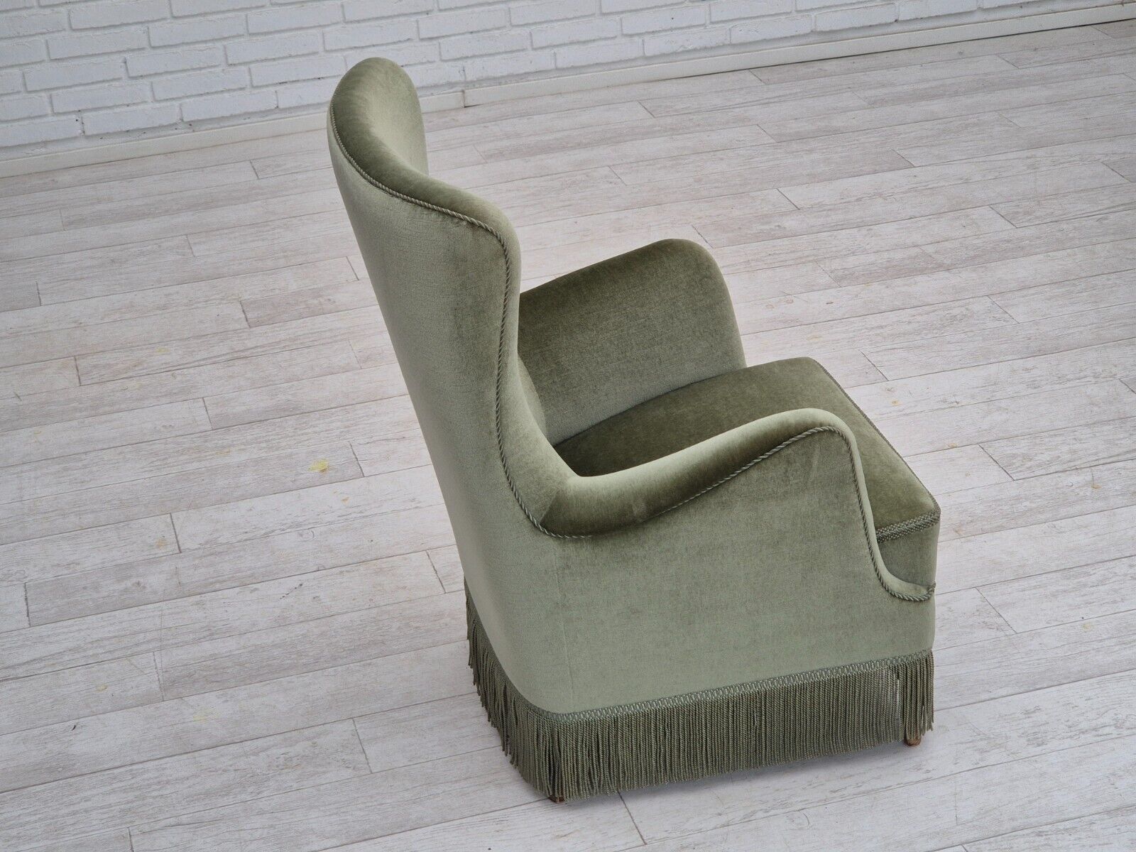 1970s Danish armchair velour beech wood original excellent condition