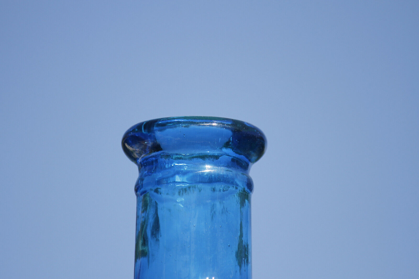 Vintage Italian Blue Glass Genie Bottle Empoli Decanter 155in 70s NO STOPPER