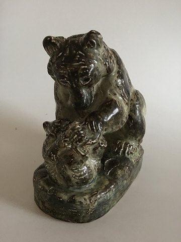 Royal Copenhagen Stoneware Figurine Bear with young by Knud Kyhn No 21200