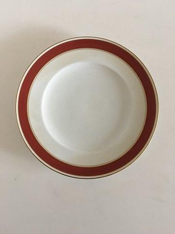 Bing  Grondahl Egmont Dinner Plate No 25 White with Wine Red Border and Gold