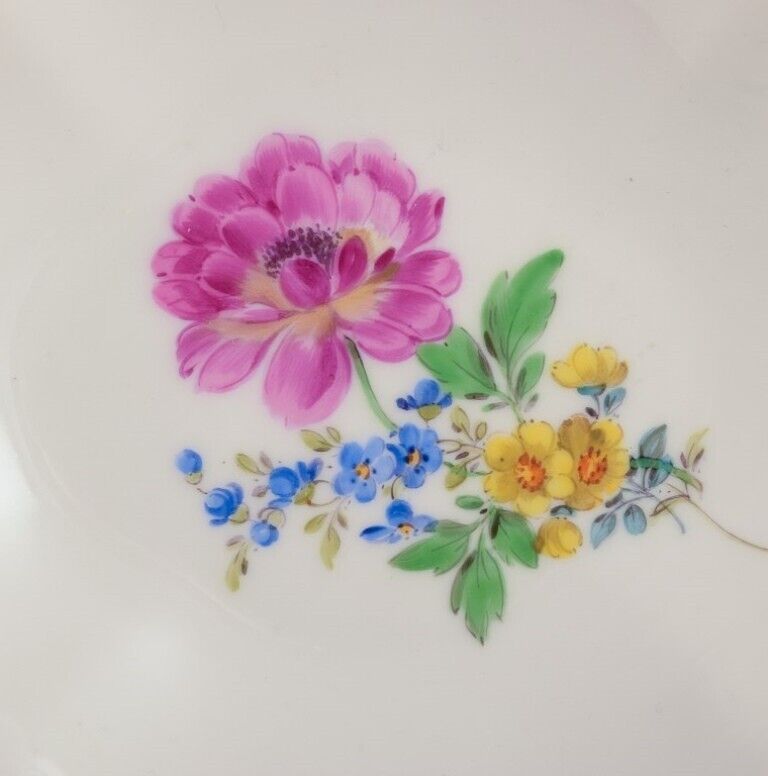 Meissen Germany Two porcelain bowls hand-painted with polychrome flowers