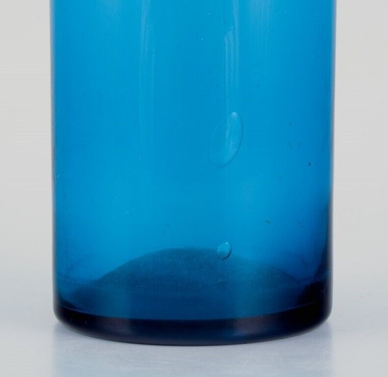 Nanny Still for Riihimäen Lasi Finland Bottle in petroleum blue art glass