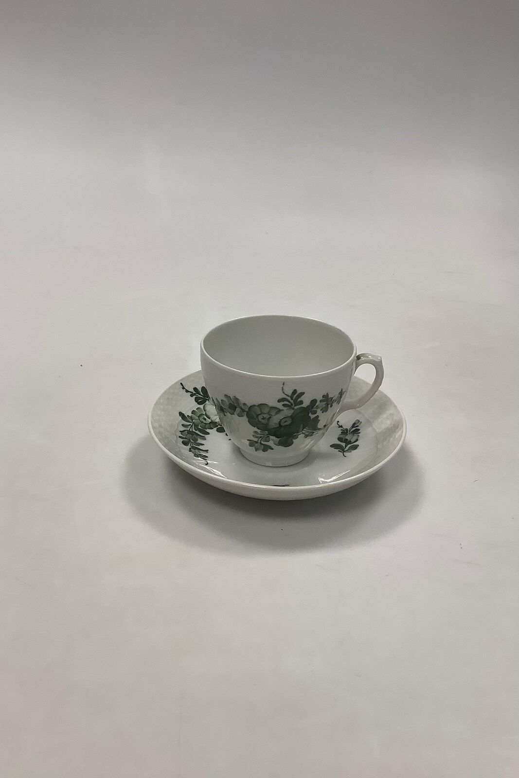 Royal Copenhagen Green Flower Coffee cup and saucer No 1549