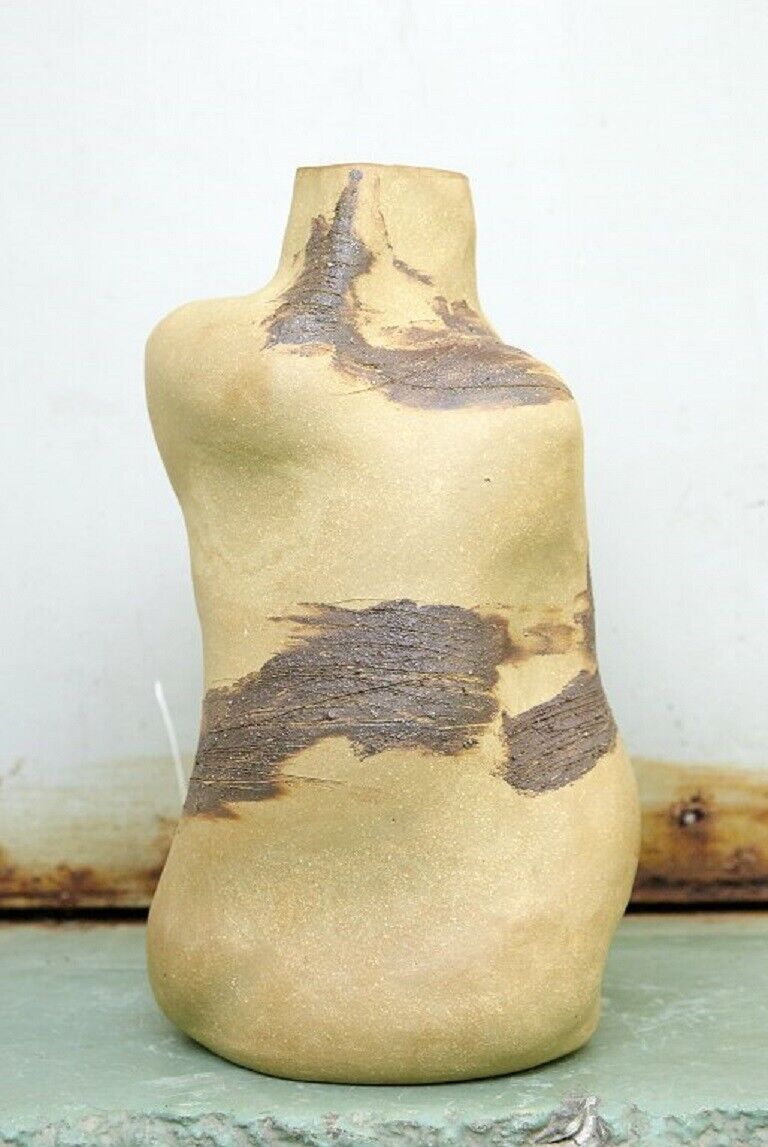 Christina Muff  (b 1971) Bottle-shaped sculptural vase in golden stoneware