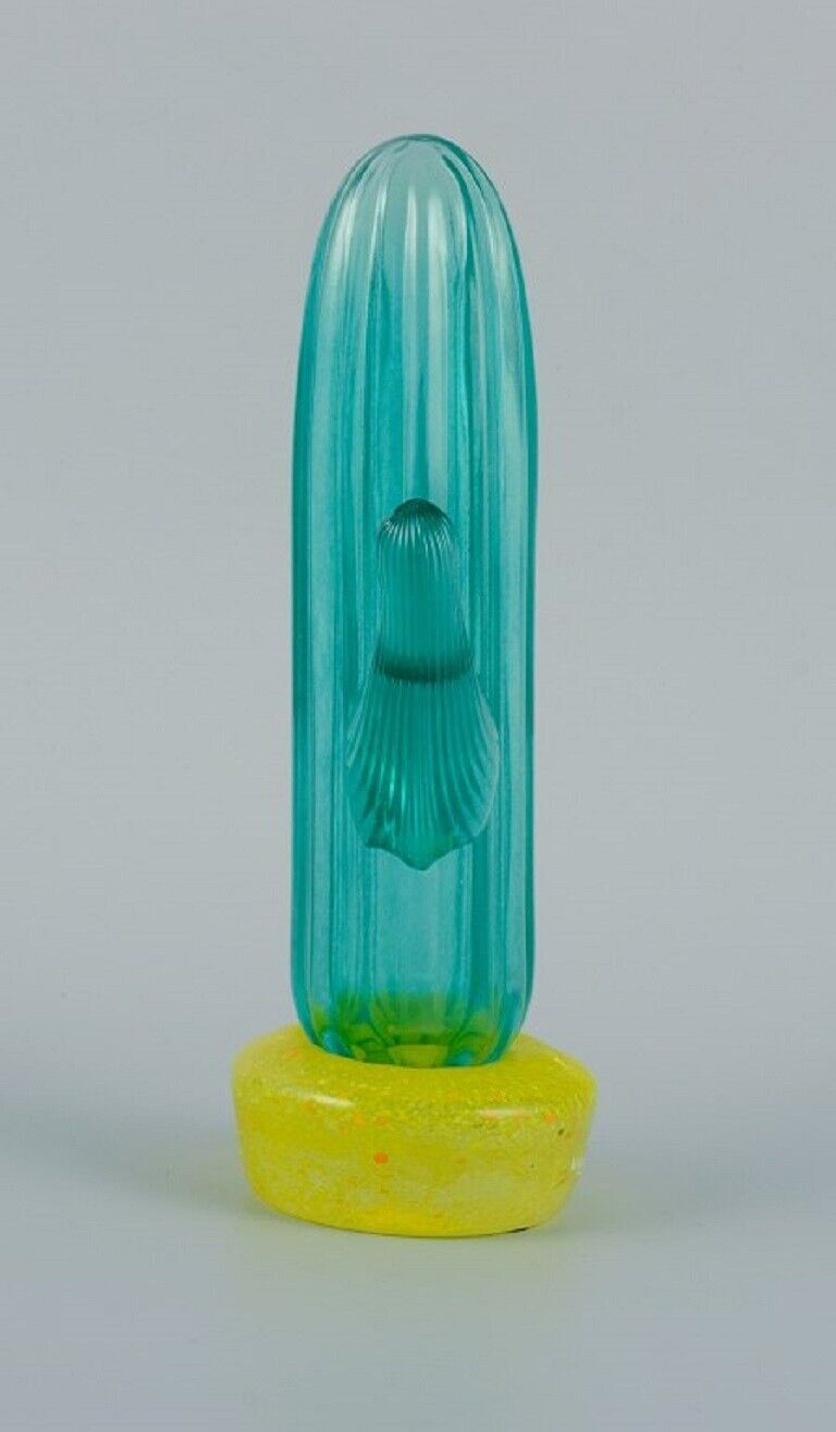 Gunnel Sahlin for Kosta Boda Cactus in turquoise art glass Approx 1980s