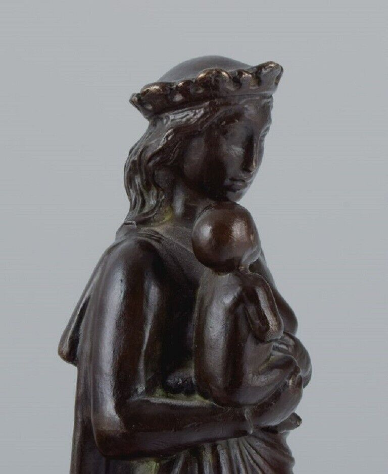 Johan G C Galster (1910-1997) Bronze figure of the Virgin Mary and Child