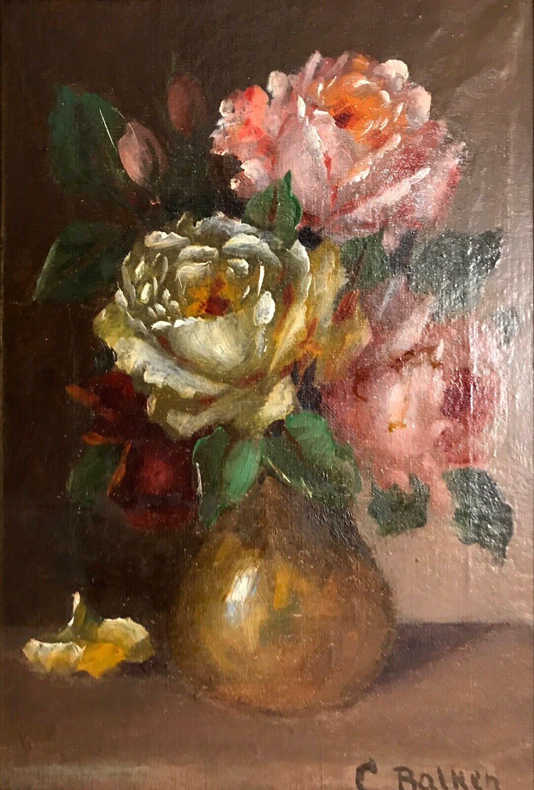 C Balken: LIGHT PINK ROSES IN A VASE