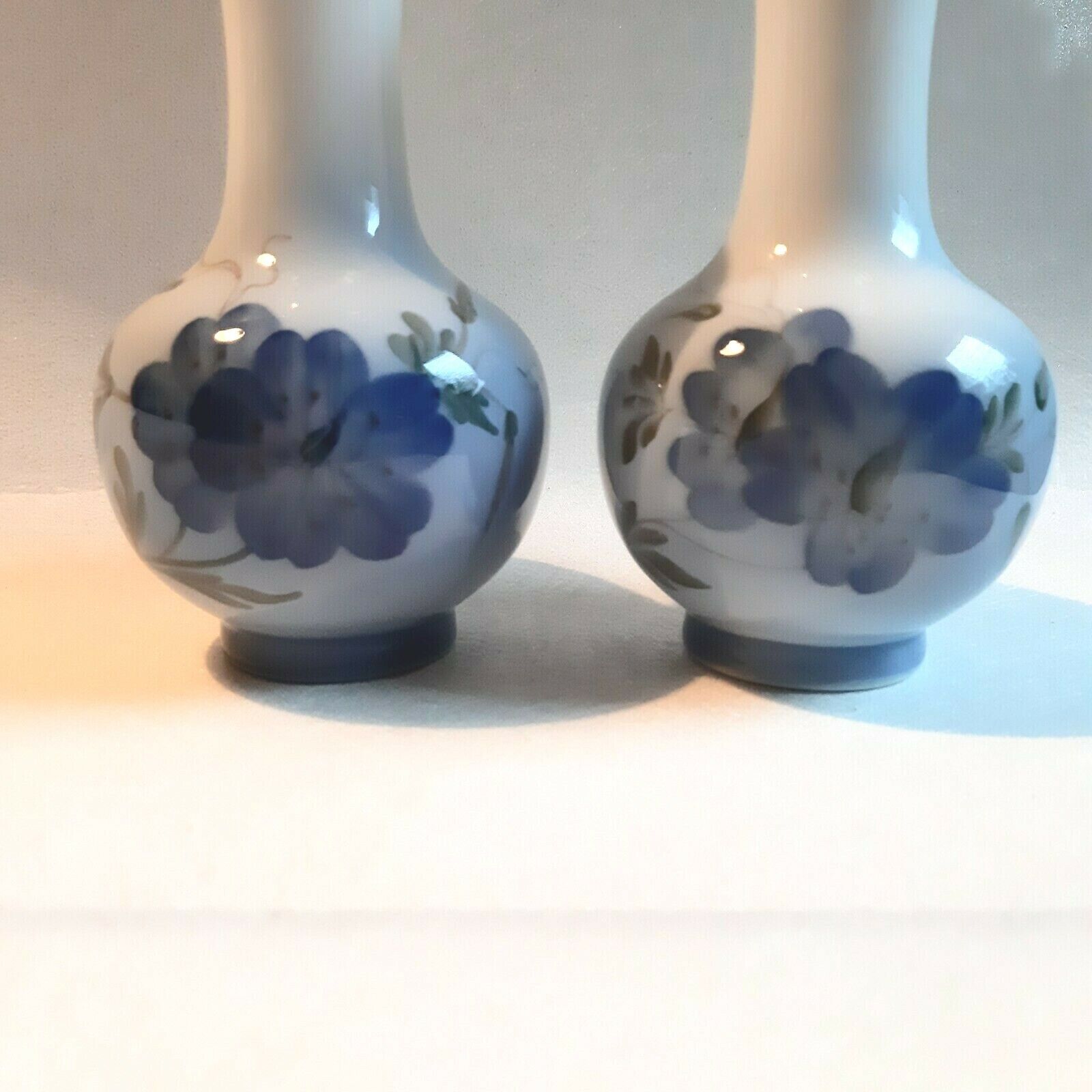 SWEET PAIR of FLORAL vases # 2800/1554 Royal Copenhagen Fact 1st