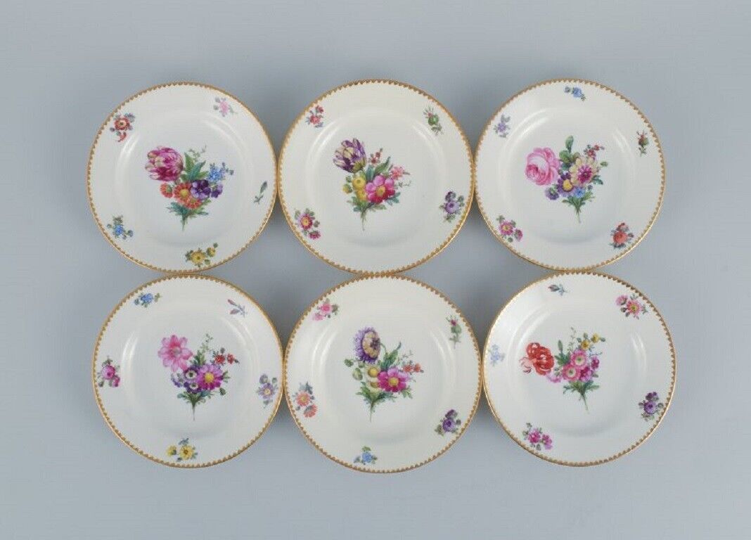 BG Bing  Grondahl Saxon flower 12 cake plates decorated with flowers