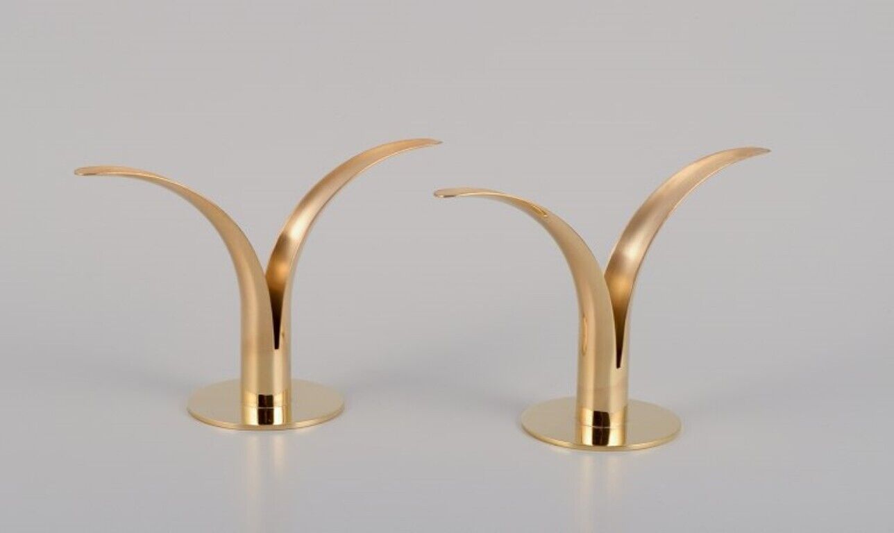 Ivar Ålenius Björk Pair of Liljan candle holders in brass Skultuna Sweden