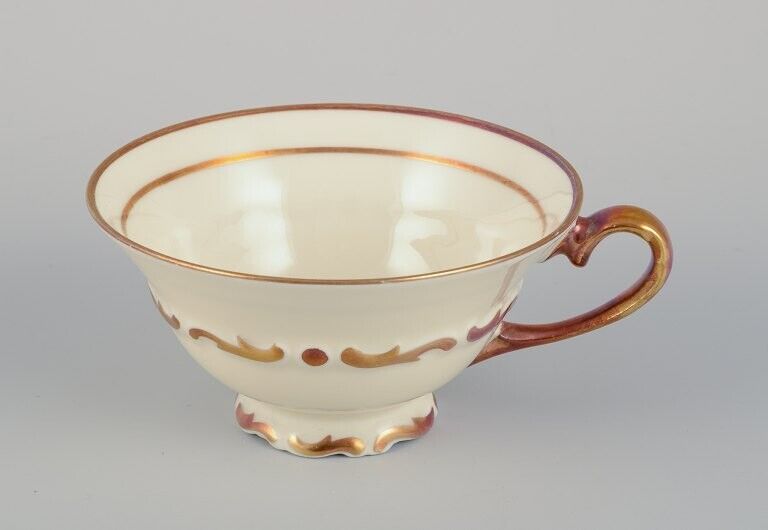 Six KP Karlskrona (Sweden) tea cups with saucers in cream-colored porcelain