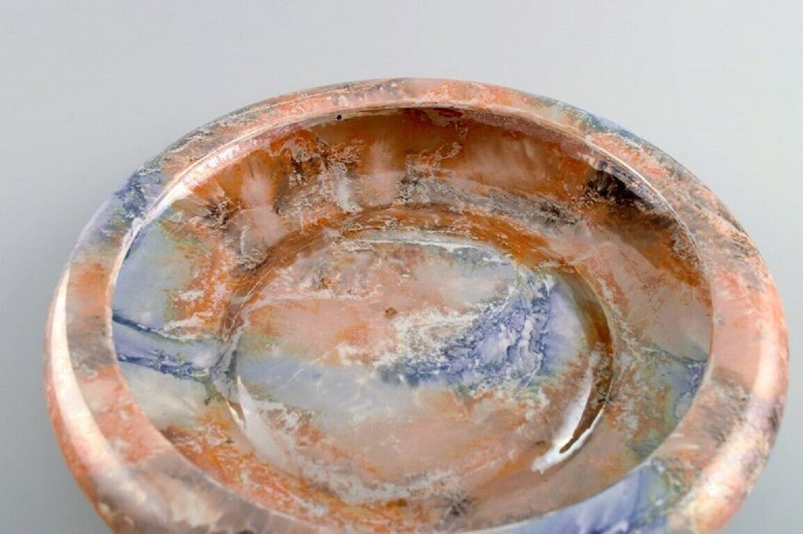 Arabia Finland Art Deco bowl in glazed faience Beautiful marbled glaze 1920s