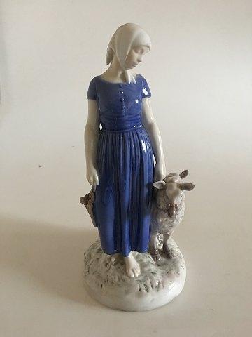 Bing and Grondahl Figurine Girl with Sheep No 2010