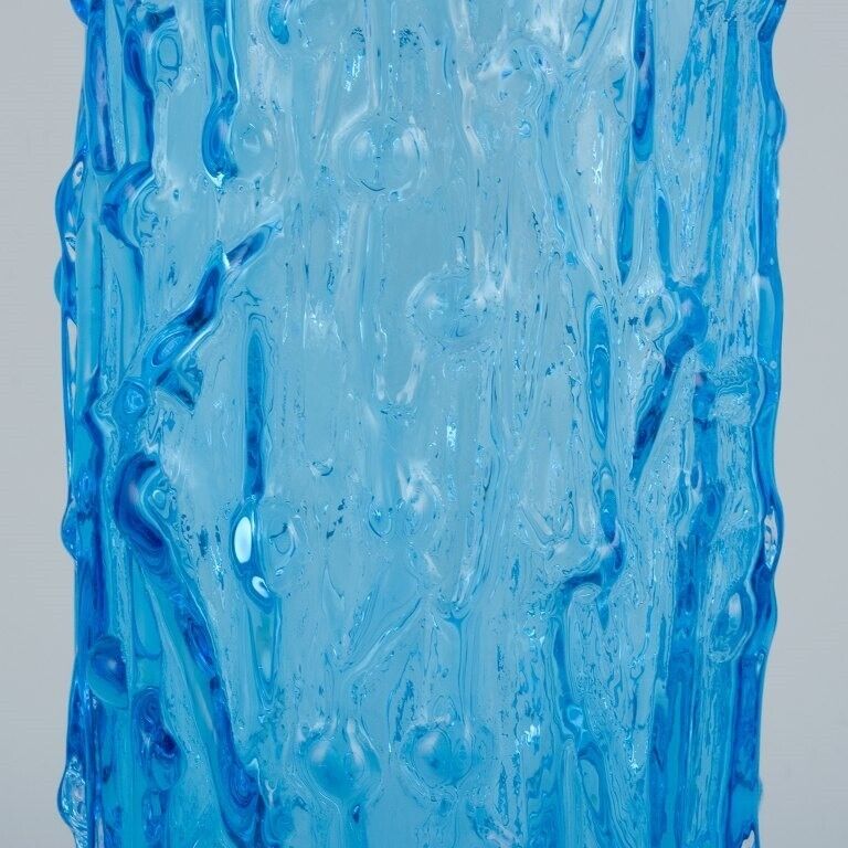 Gullaskruf Sweden Glass vase in blue mouth-blown art glass