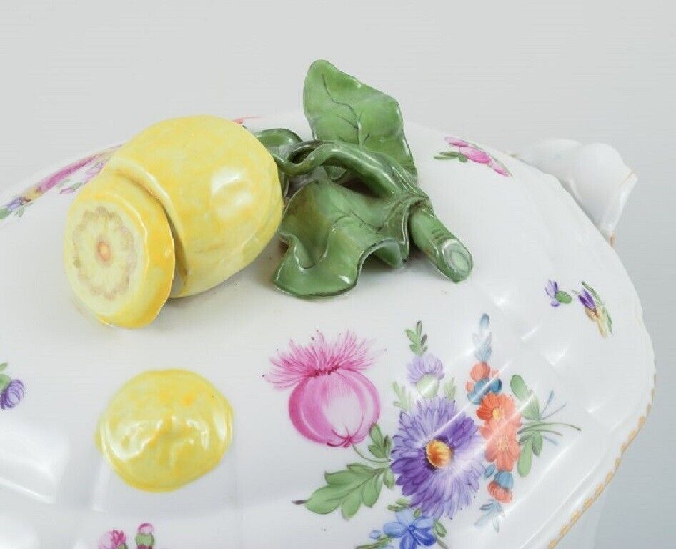 Nymphenburg Germany hand-painted porcelain lidded tureen with flowers