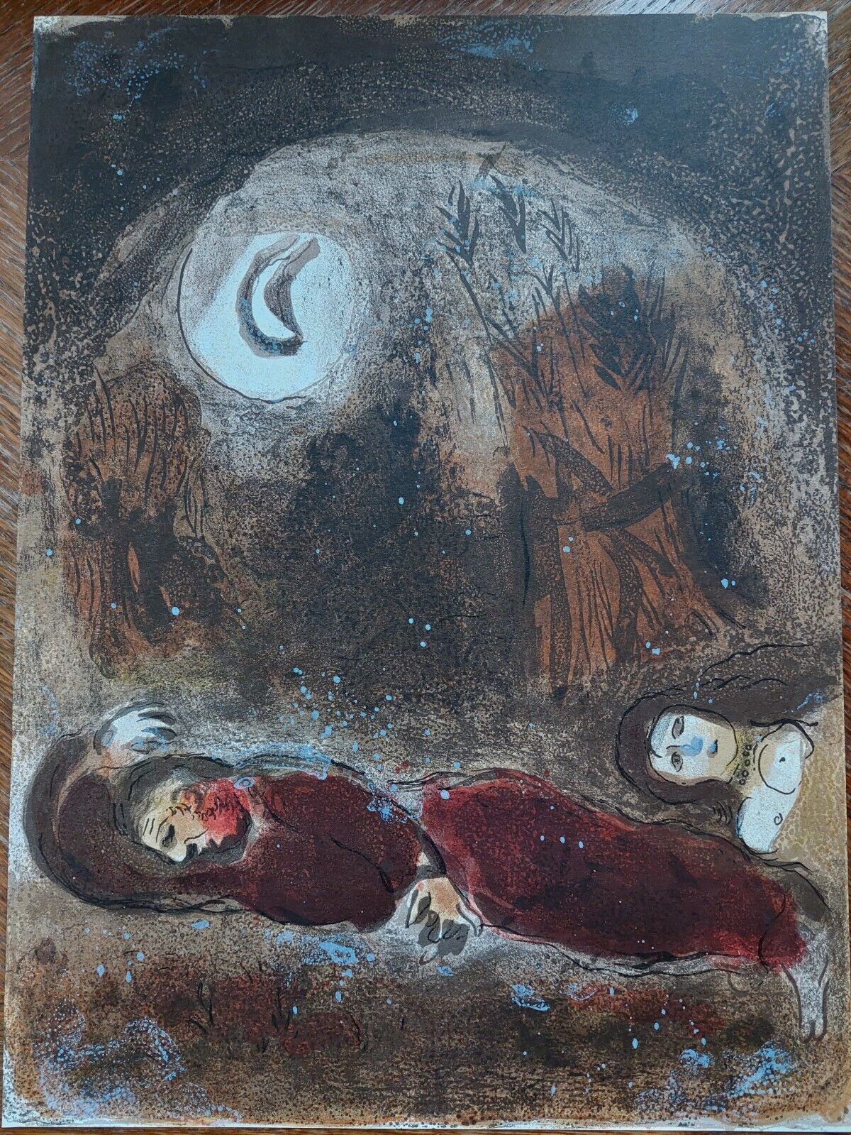 Marc CHAGALL Original lithograph "Ruth aux pieds de Booz" 1960