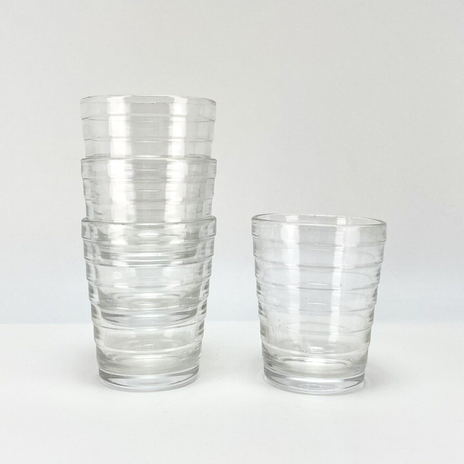 4pcs Vtg Iittala Aino Aalto Ridged Clear Drinking Glasses Finnish Glass Barware