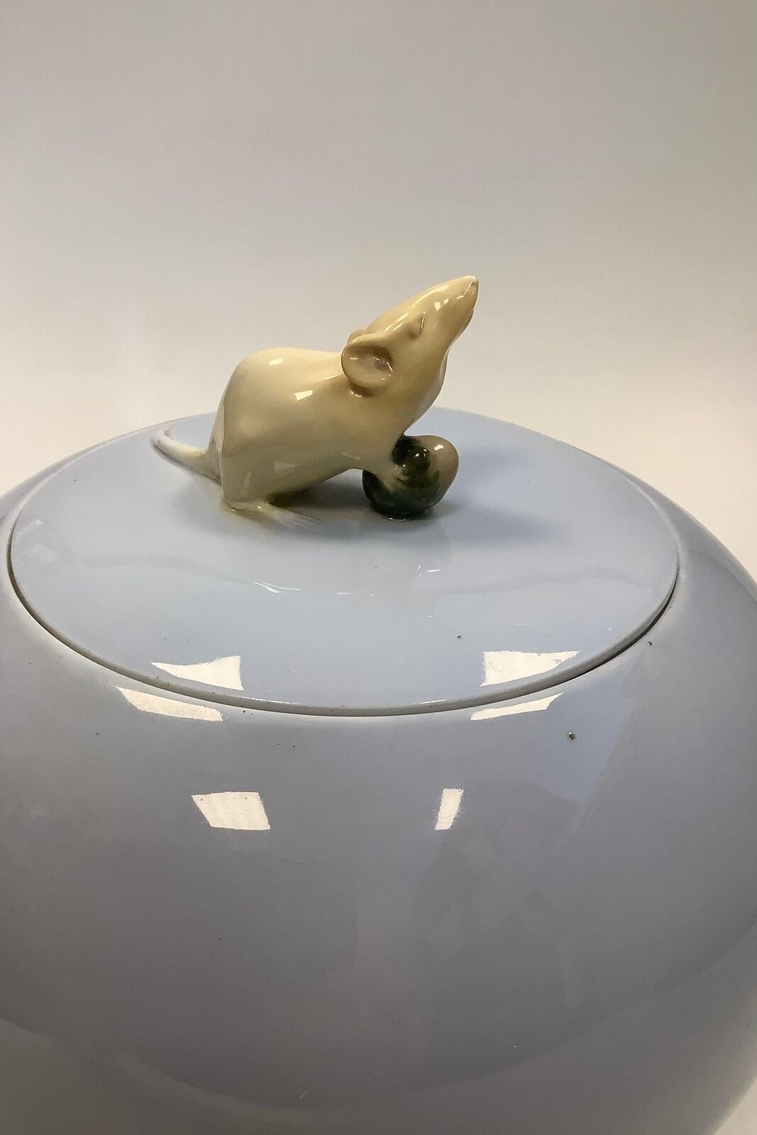 Royal Copenhagen Art Nouveau Vase with Lid of Mouse with Nut No 1218/703