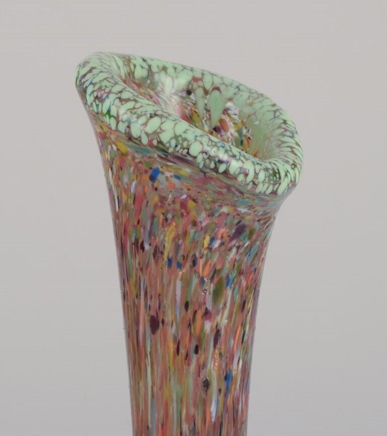 Murano Italy Large slender-necked millefiori art glass vase 1960/70s