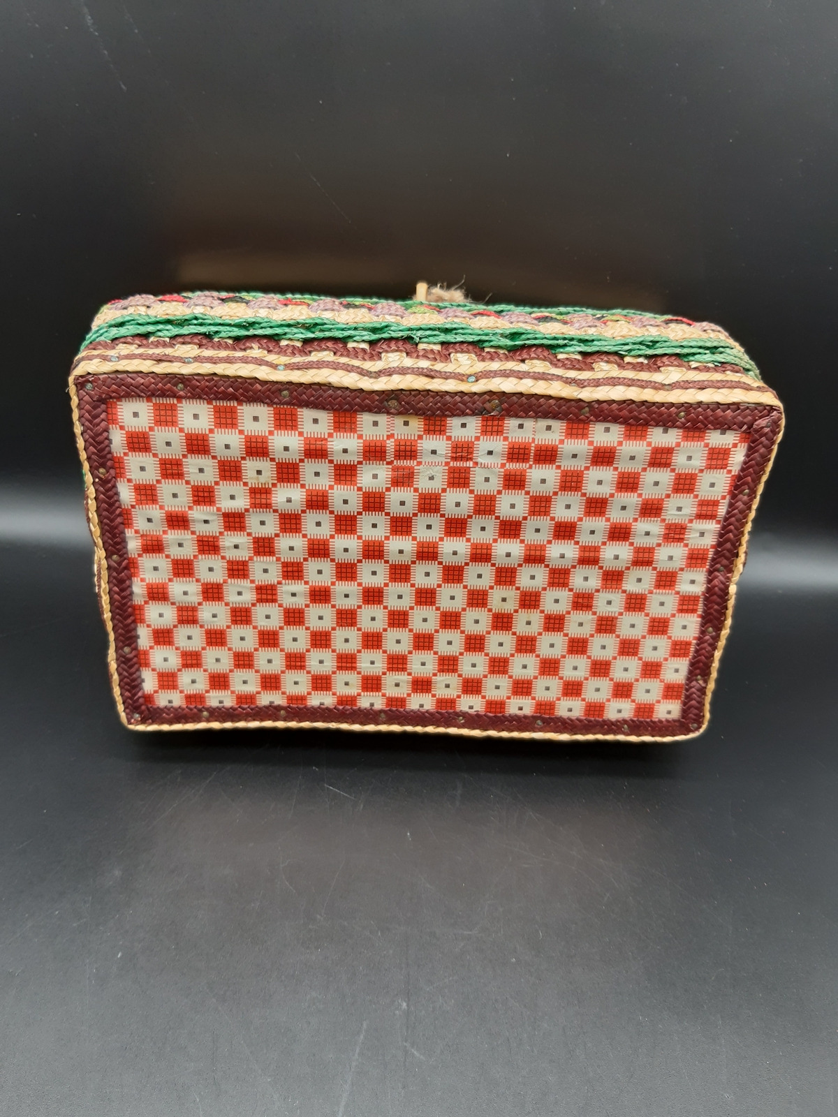 Vintage 1970s colourful sewing box craft hobby storage