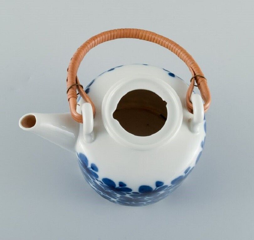 Rörstrand Mon Amie porcelain teapot with bamboo shank About 1940