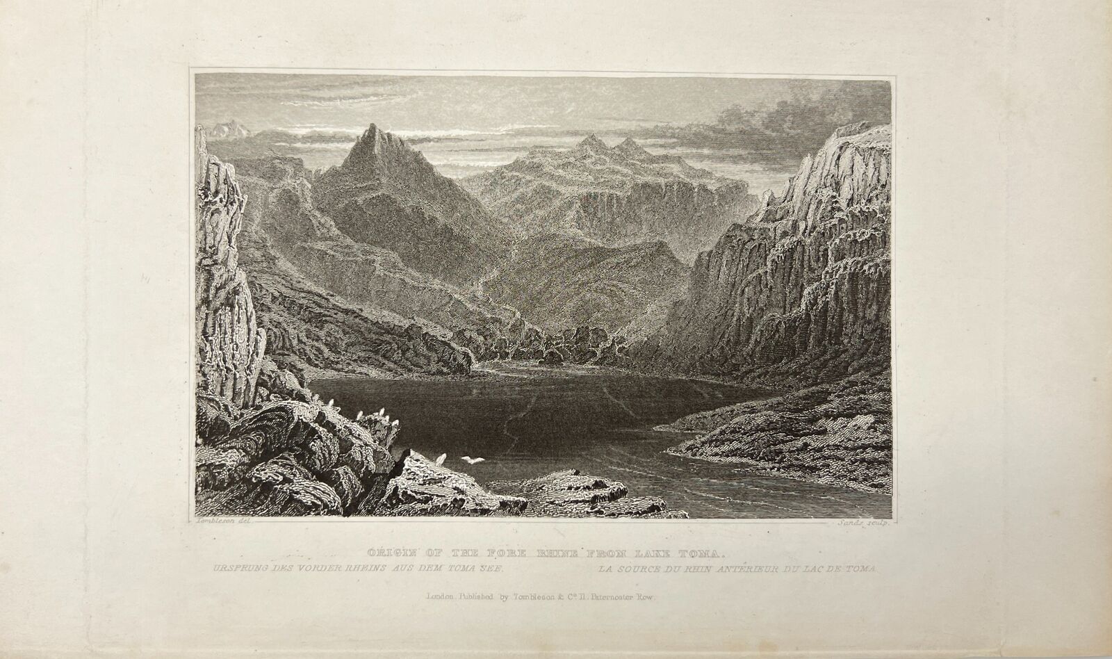 Antique Engraving - Carl Joseph Meyer - View of Lake Tome in Switzerland - E5