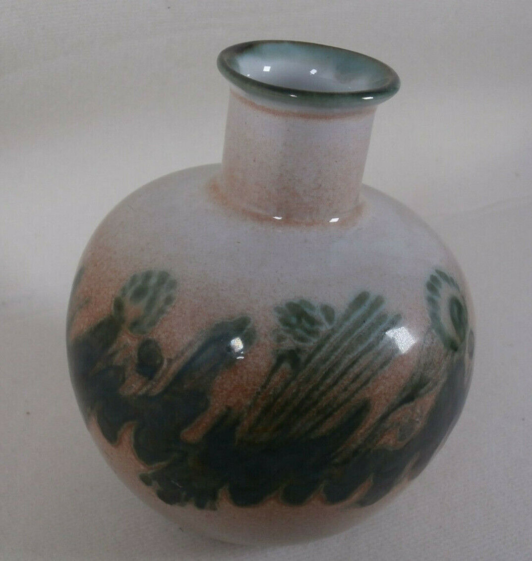 ~ Vintage Globe Vase Ball jug East German Pottery interesting graffiti