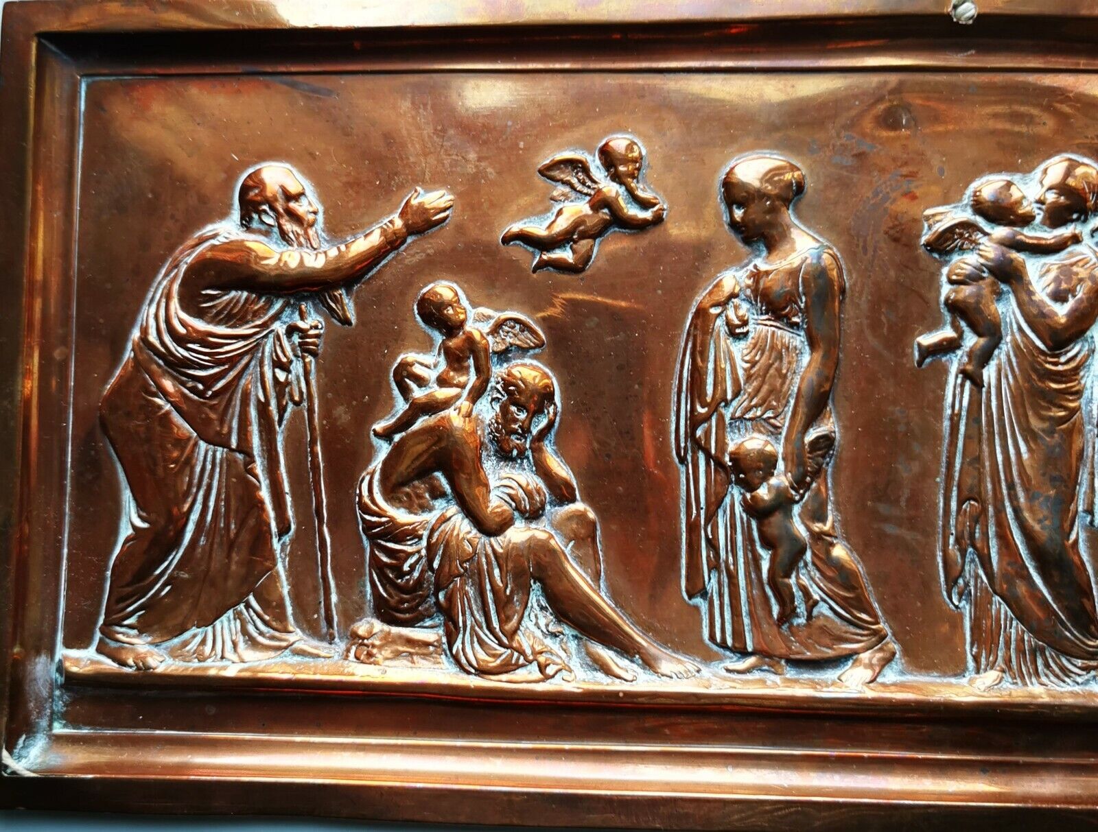 Vintage long Bertel Thorvaldsen copper plate: "Age of Love" from the 1920s