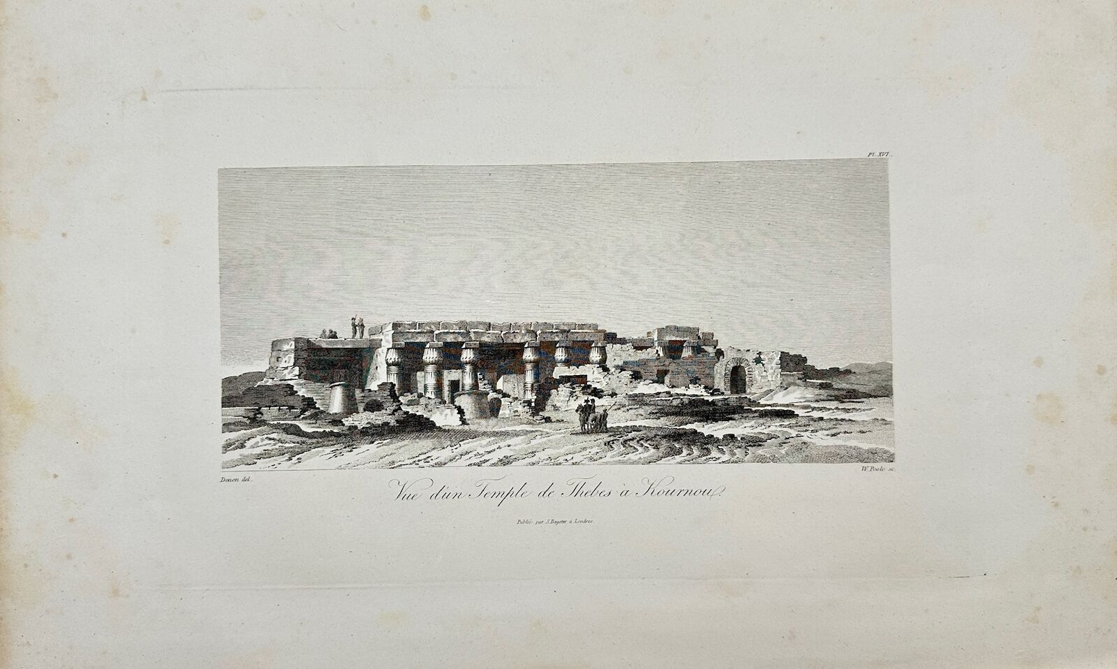 Antique Print - Denon - View of The dun Temple de Thebes a Prournou - Egypt - F3