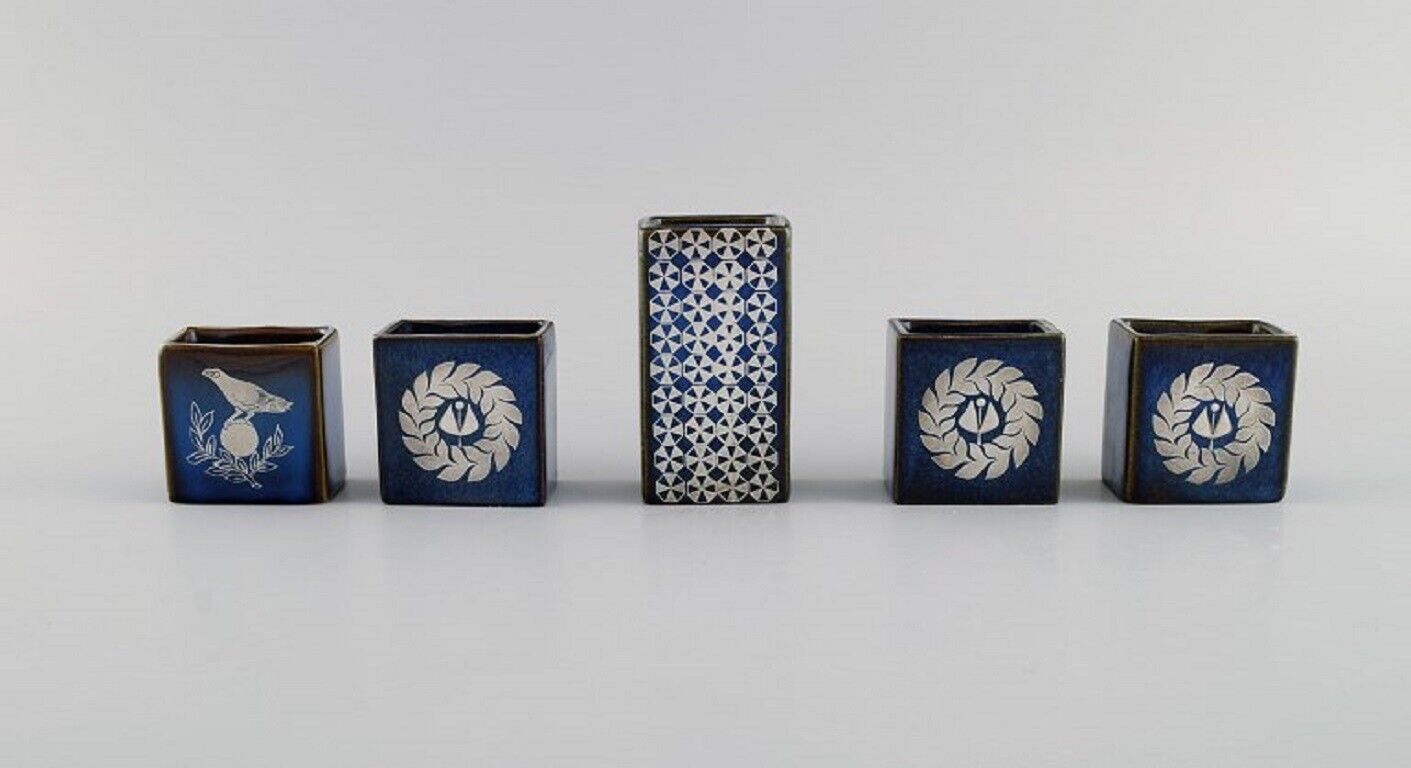 Sven Jonson (1919-1989) Gustavsberg Five small Lagun vases in glazed stoneware