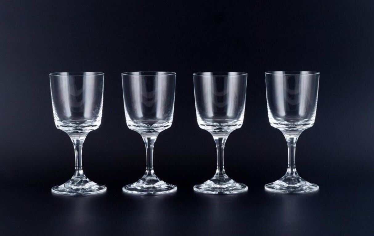 A set of four René Lalique Chenonceaux red wine glasses  Mid-20th C France