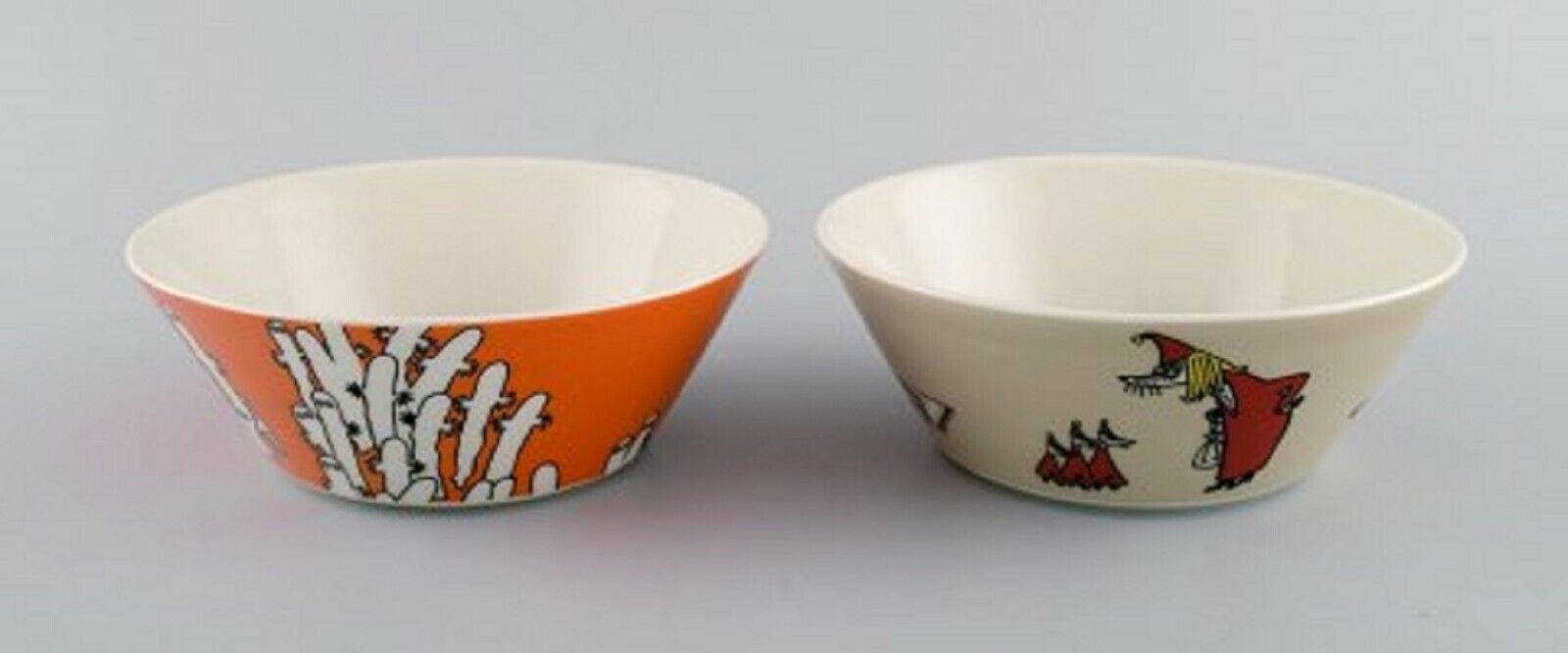 Arabia Finland Two porcelain bowls with motifs from "Moomin" Late 20th C