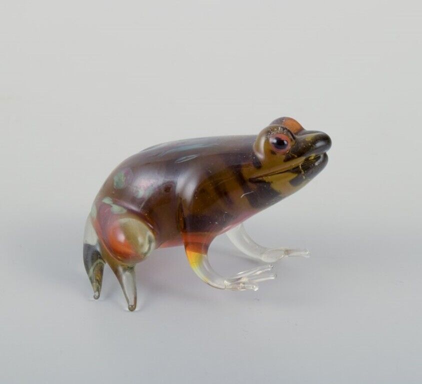 Murano Italy  Collection of five miniature glass figurines of frogs