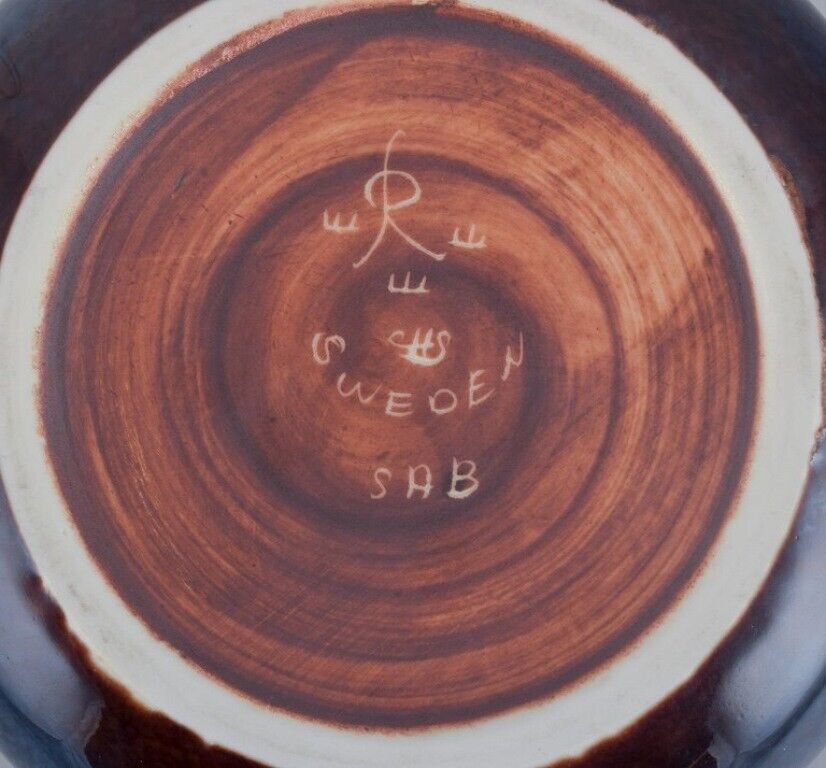 Carl Harry Stålhane for Rörstrand Ceramic bowl with blue and brown glaze