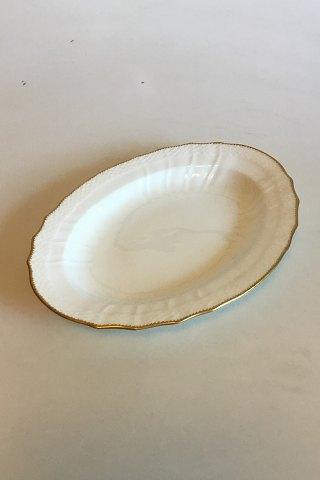 Royal Copenhagen Oval Serving Dish White Curved with serrated Gold edge (Pattern