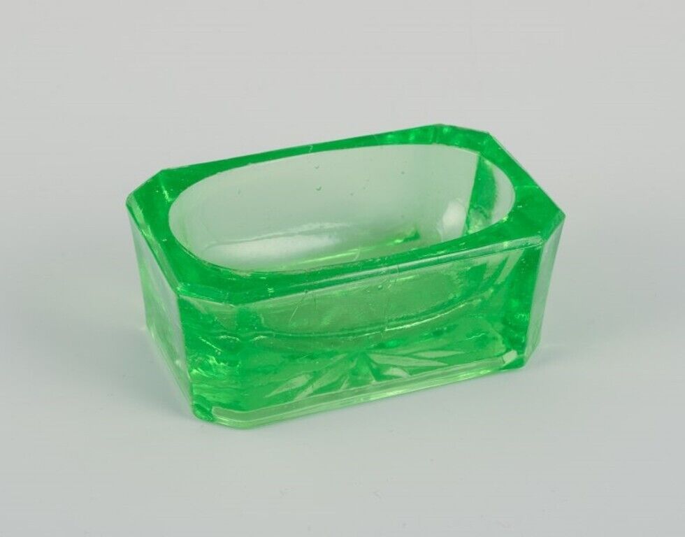 Fåglavik Glasbruk Sweden Five salt cellars in green and yellow glass