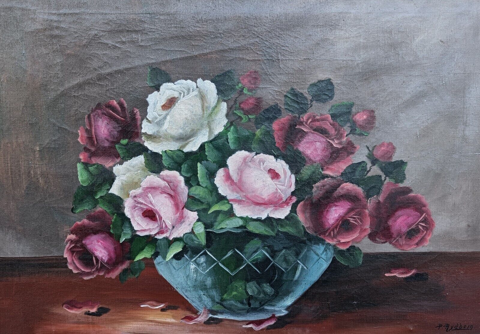 ROSES IN A VASE  Original oil painting