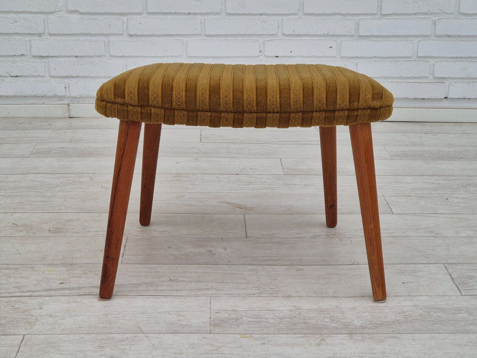 1960s Danish design oak wood rocking chair with footstool furniture wool