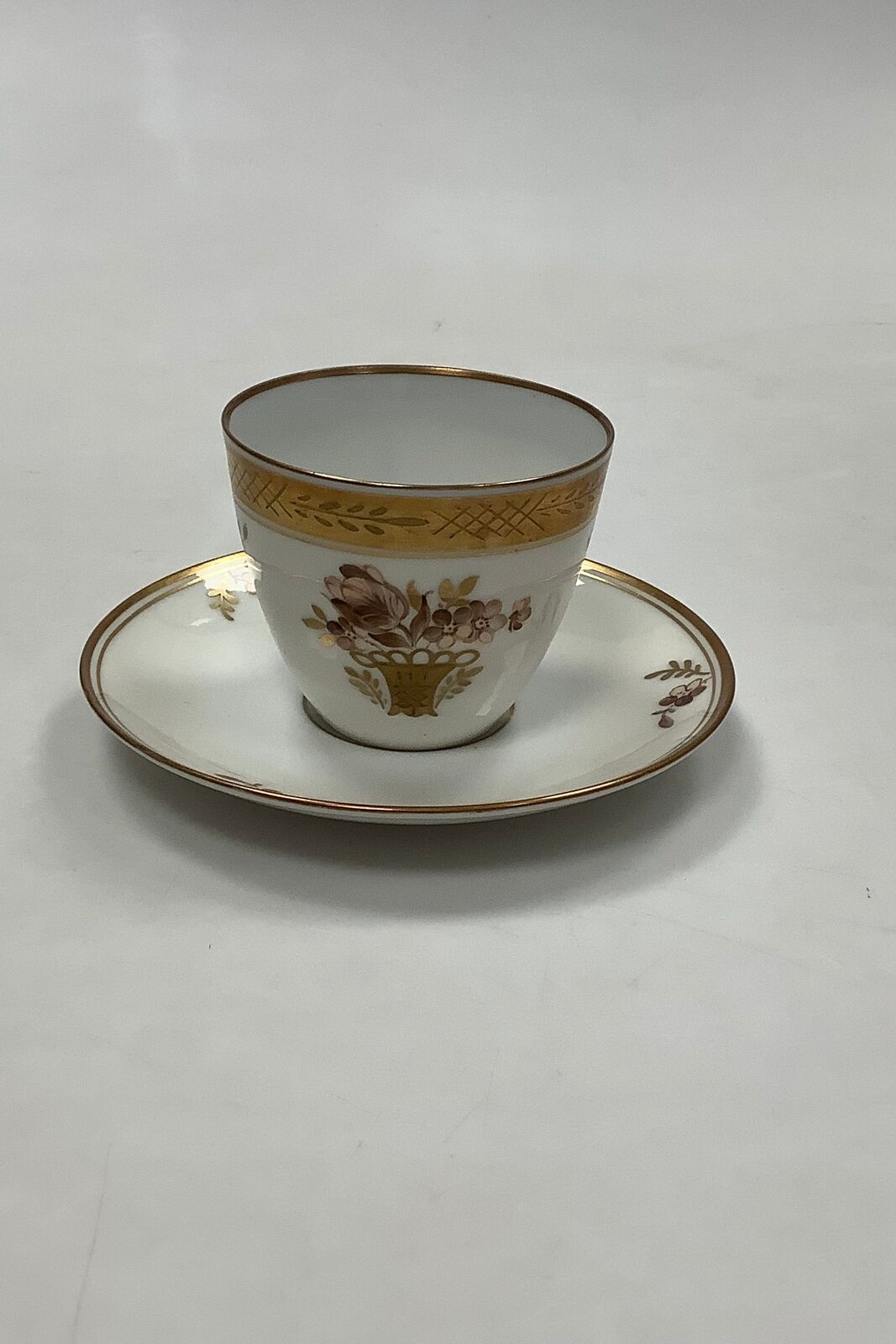 Royal Copenhagen Gold Basket Coffee Cup and Saucer No 9069