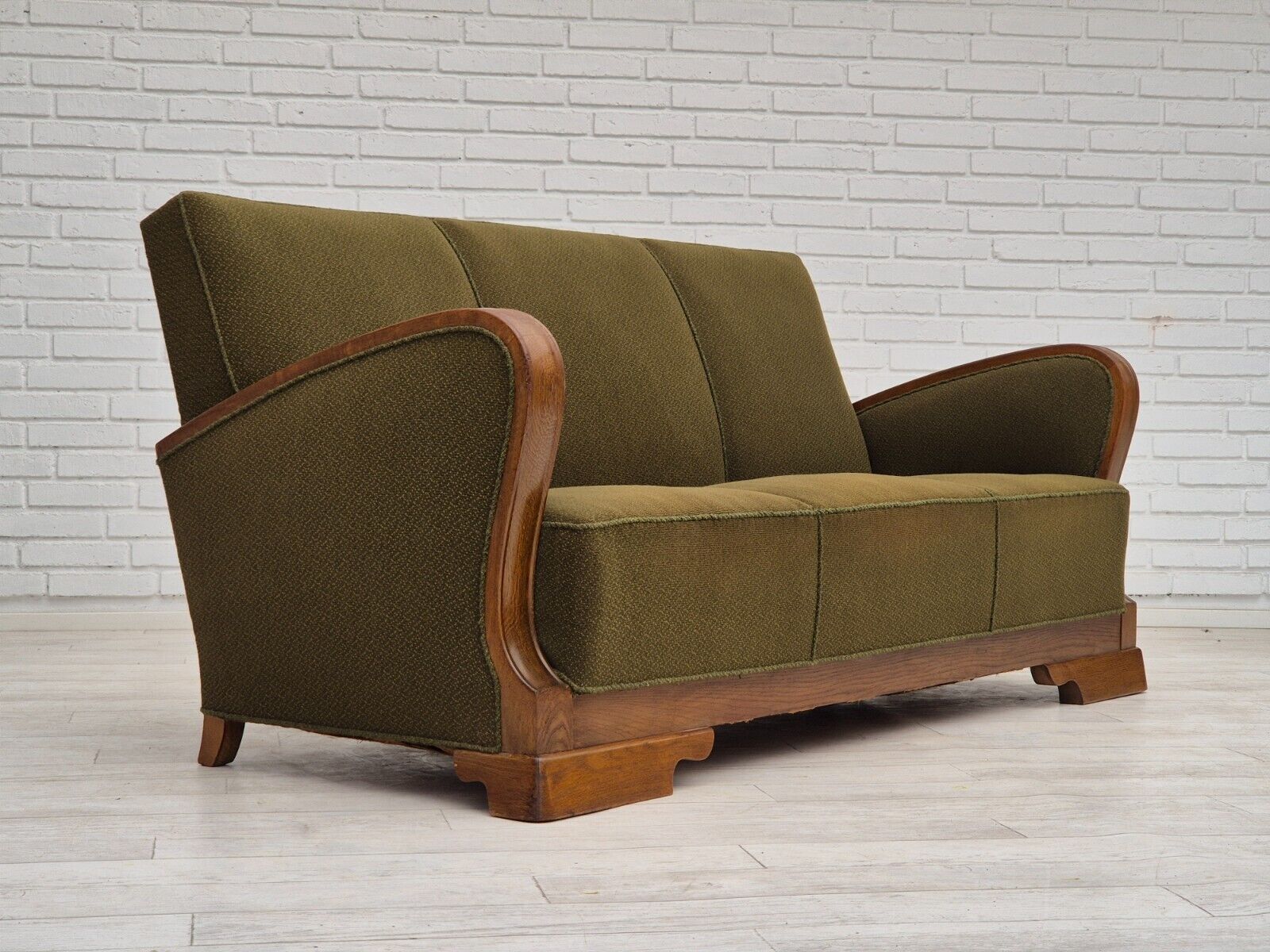 1950s Danish 3 seater sofa in original very good condition oak wood