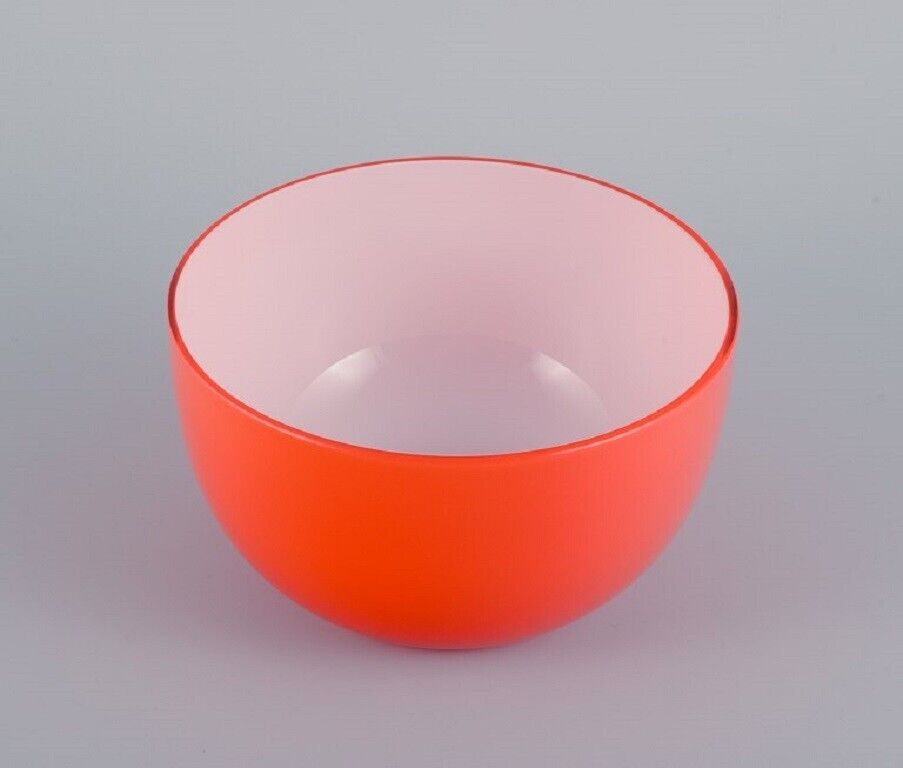 Piet Hein for Holmegaard Danish design Two orange art glass bowls