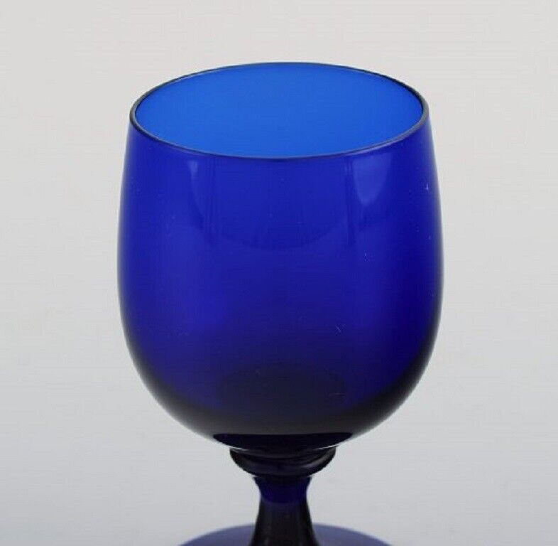 Monica Bratt for Reijmyre Eight sherry glasses in blue art glass 1950's