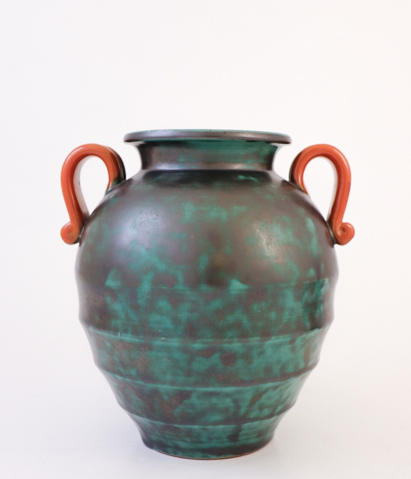 Large Green Vase "Roman Urn" Upsala Ekeby - Harald Östergren - 1930s Art Deco